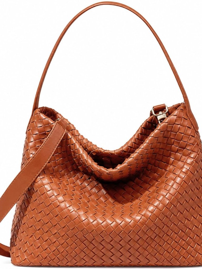 Women's Braided Suede Tote Bag Stylish Suede Hobo Shoulder Bag With Woven Detail